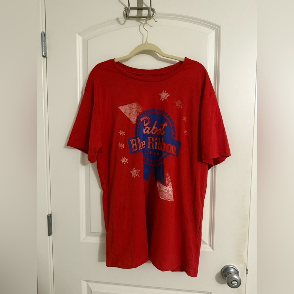 Pabst Blue Ribbon Vintage Beer Cool Red T Shirt Size XL Short Sleeve Cotton USA